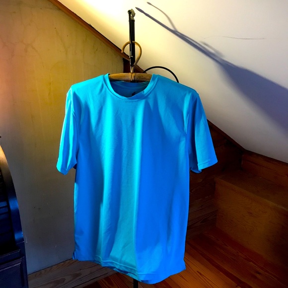 Caribbean Joe Teal Polyester Short Sleeved Top, EUC, L - Picture 1 of 11